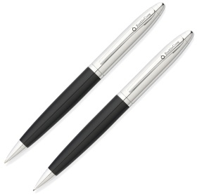 Набор Franklin Covey Lexington: шариковая ручка и карандаш, Black / Chrome