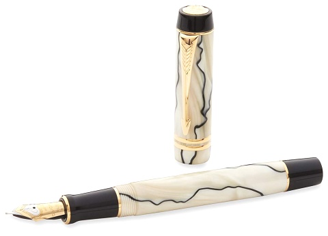 Перьевая ручка Parker Duofold Centennial F185, Pearl & Black (Перо F)