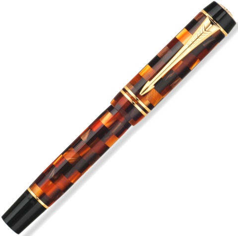 Перьевая ручка Parker Duofold Mini Check F208, Amber GT (Перо F)