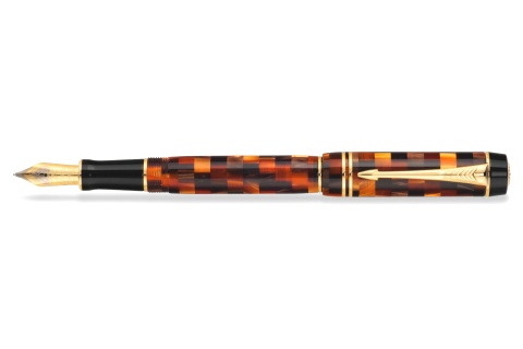 Перьевая ручка Parker Duofold Mini Check F208, Amber GT (Перо F)