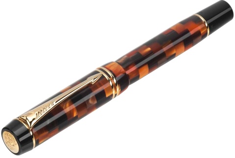 Перьевая ручка Parker Duofold Mini Check F208, Amber GT (Перо F)