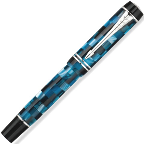 Перьевая ручка Parker Duofold Mini Check F208, Blue PT (Перо F)