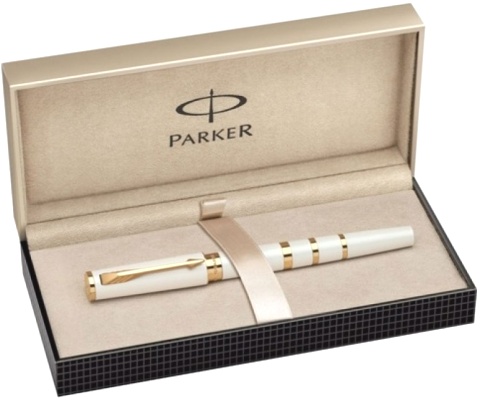 Ручка 5й пишущий узел Parker Ingenuity Ring Slim F503, Pearl and Metal GT
