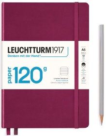  Блокнот Leuchtturm1917 Edition 120G, A5, 120 г/м2, 203 стр., в линейку, твердая обложка, Красный Портвейн