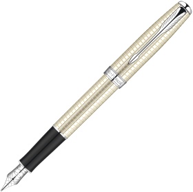 Перьевая ручка Parker Sonnet`10 F535, Ciselle Decal Sterling Silver CT (Перо F)