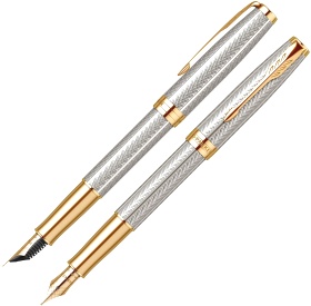  Ручка перьевая Parker Sonnet Royal Fougere SE19, Chiselled Silver GT (Перо F)