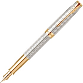  Ручка перьевая Parker Sonnet Royal Fougere SE19, Chiselled Silver GT (Перо F)