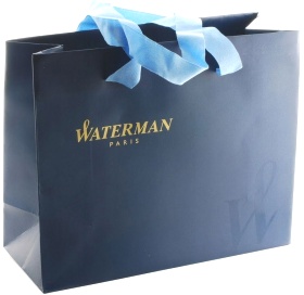Фирменный подарочный пакет WATERMAN, Большой, бумажный, синий, 29*26*10 см.