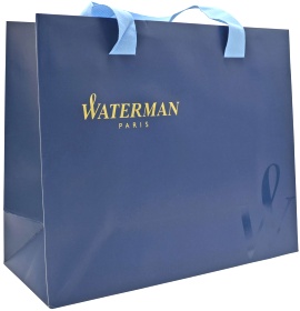 Фирменный подарочный пакет WATERMAN, Большой, бумажный, синий, 29*26*10 см.