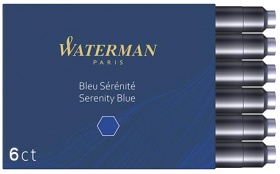 Мини картриджи с синими чернилами для перьевой ручки Waterman, Serenity Blue